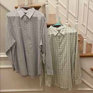 Banana Republic Blue and Green Checkered Dress Shirts
